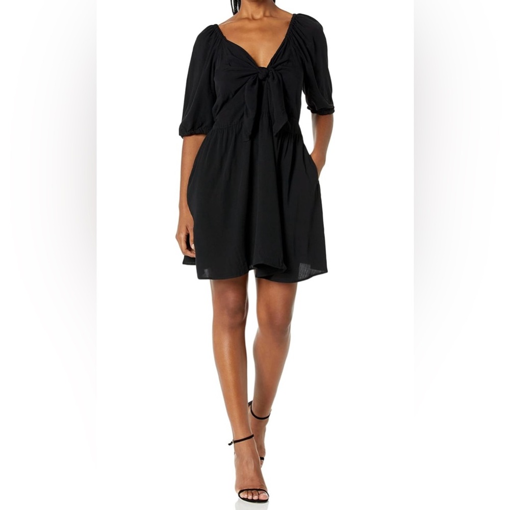 City Chic Black island Breeze Puff Sleeve V-Neck Sundress